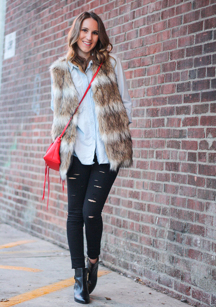 Girl fur 2025 vest outfit